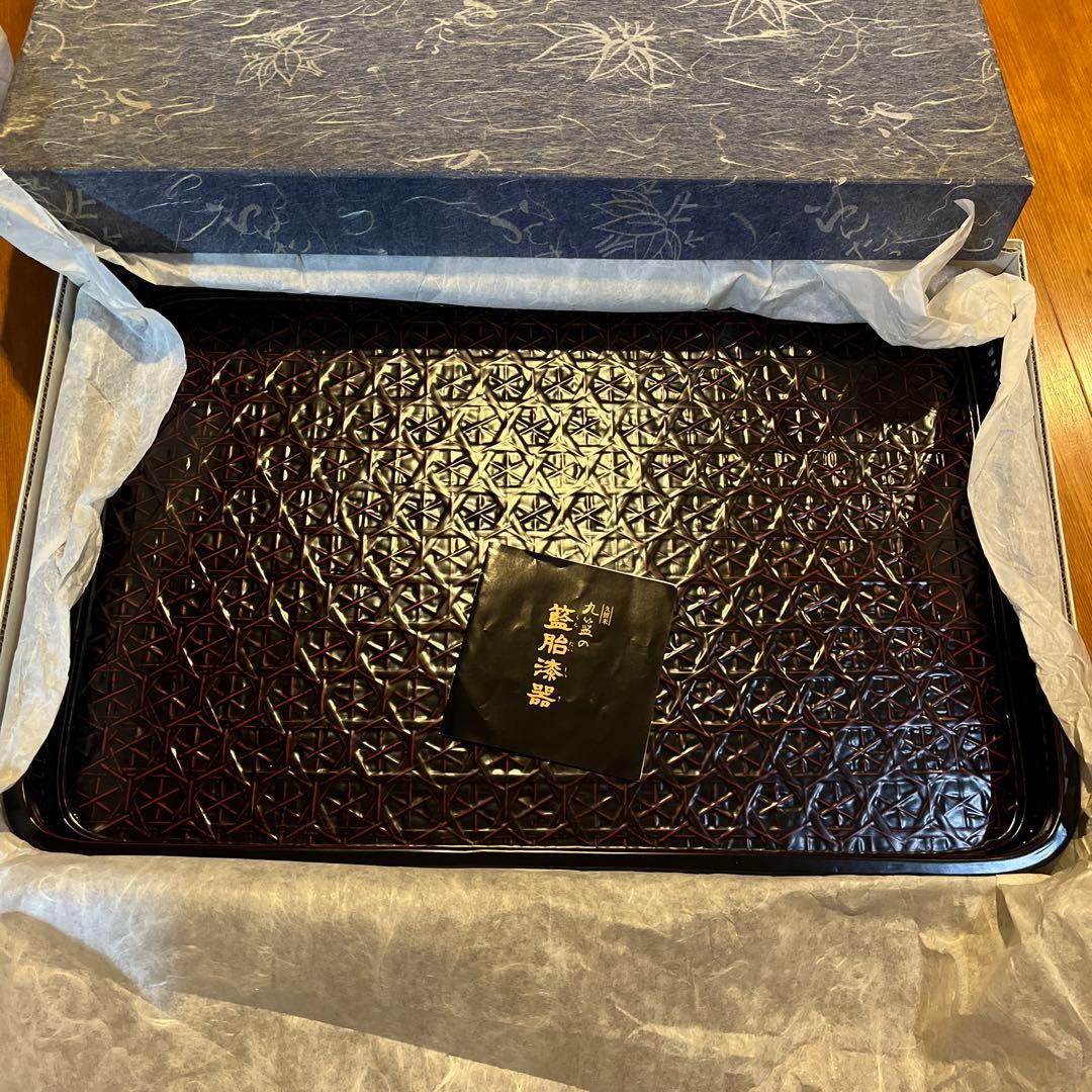 らんたい漆器 【新品】久留米 九藍の藍胎漆器 角盆 伝統工芸品 お盆