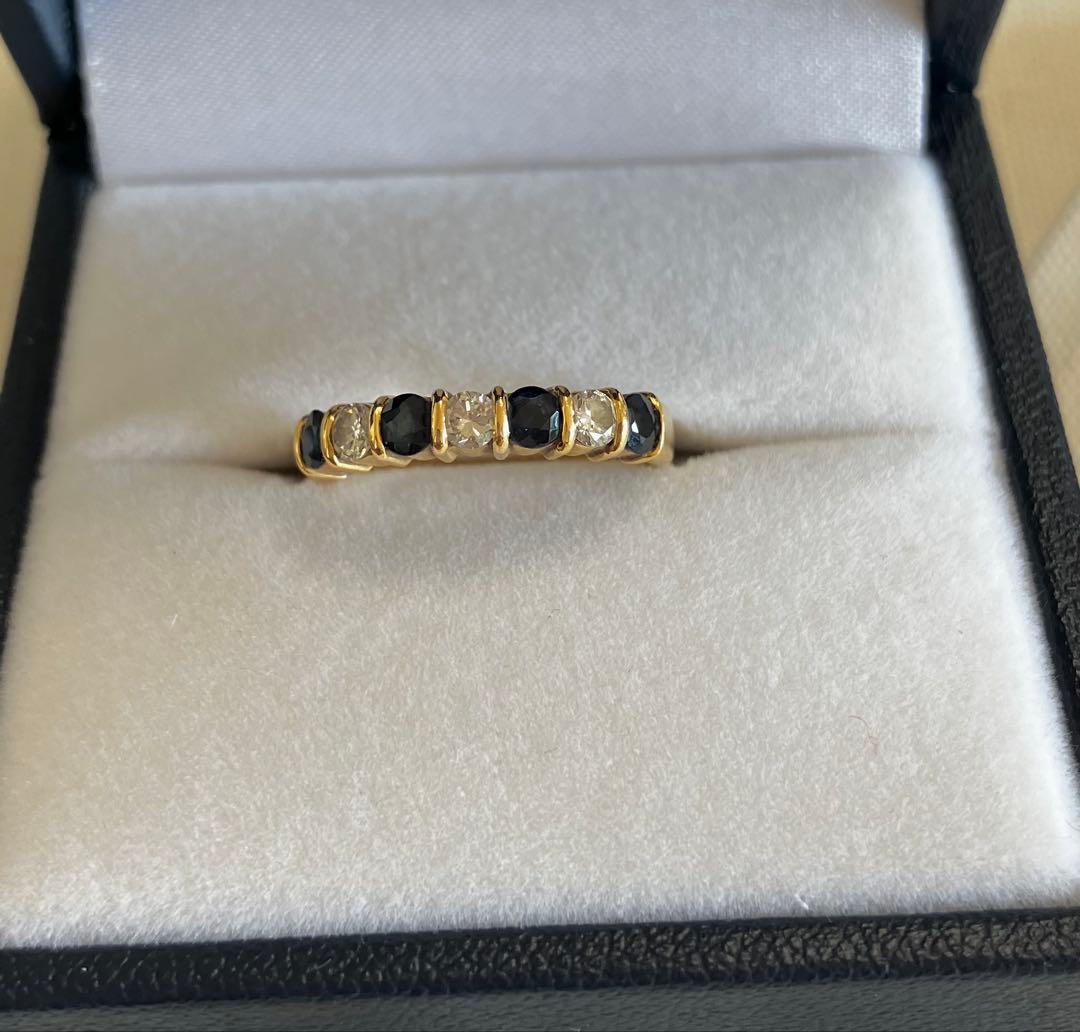 K18 ダイヤ サファイアリング 8号