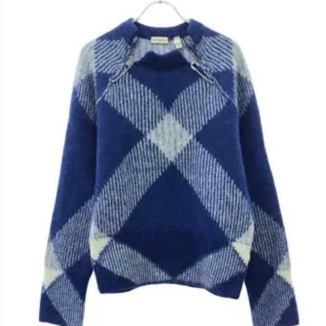 本日限定値下げBURBERRY チェックアルパカ　セーフティピンセーター　ニット