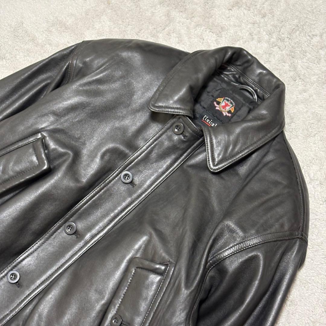 ixiz レザージャケット ラムレザー 短丈 ボックスシルエット M CE43