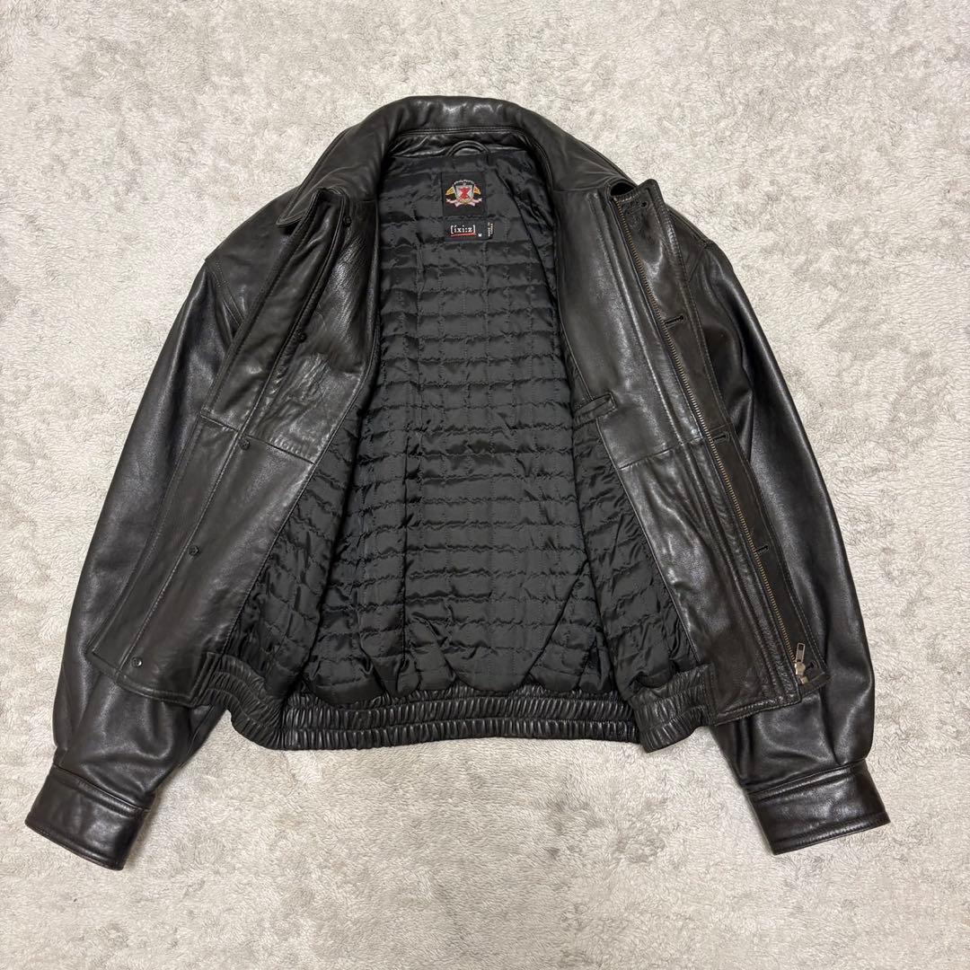 ixiz レザージャケット ラムレザー 短丈 ボックスシルエット M CE43