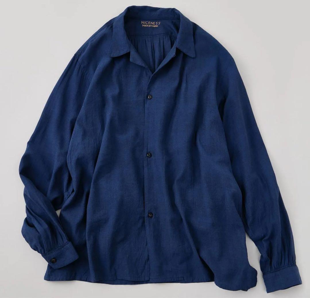 NICENESS S.THOM ヘザーシャンブレーオープンカラージャケットシャツ