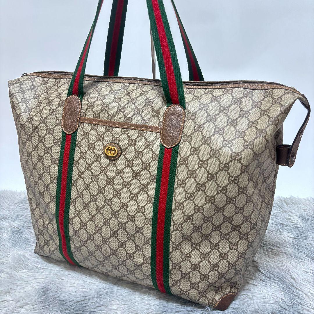 【希少】　グッチ　ボストンバッグ　シェリーライン　GGスプリーム　オフィディア