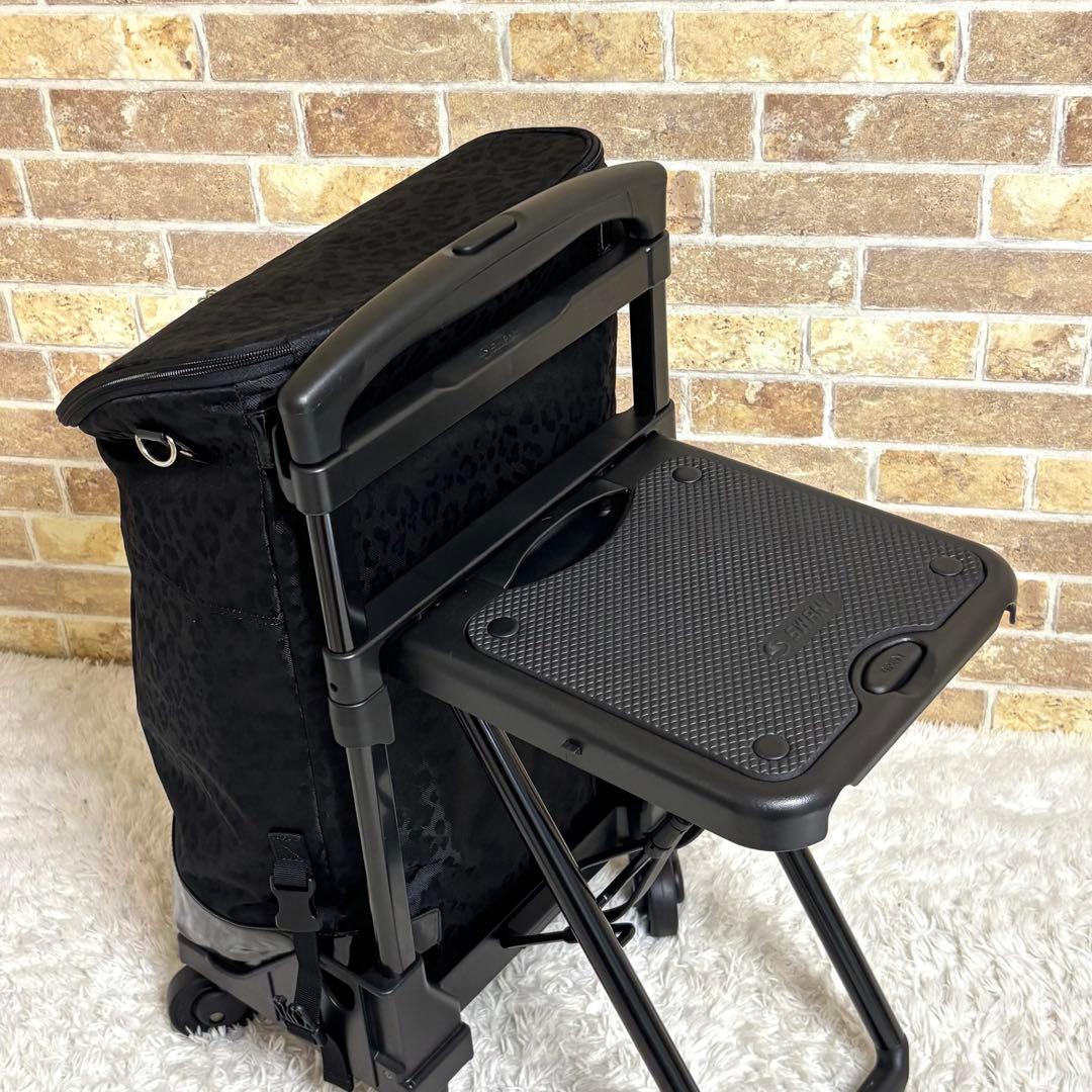 未使用】 SWANY スワニー キャリーバッグ 4輪 レオパード 座面付き