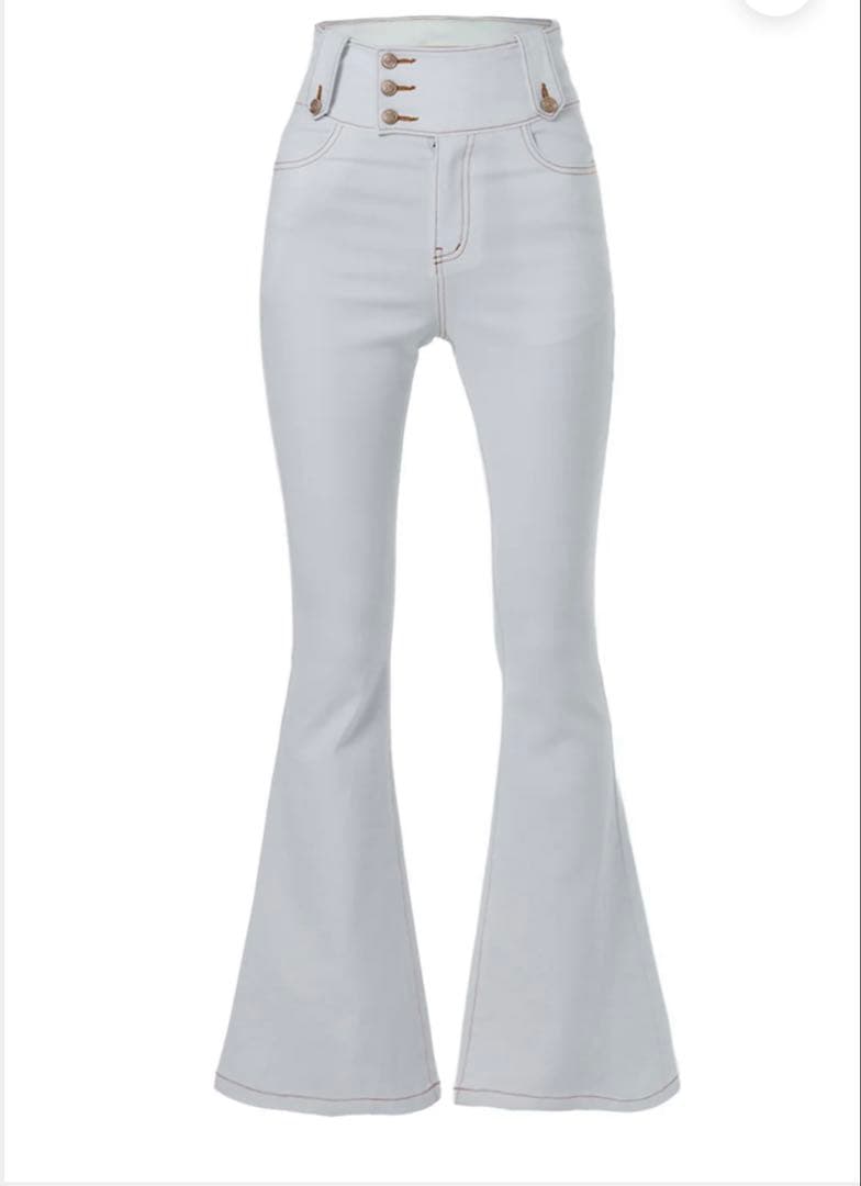 - BELEAR MINI カラーステッチフレアデニム ホワイト 白 -