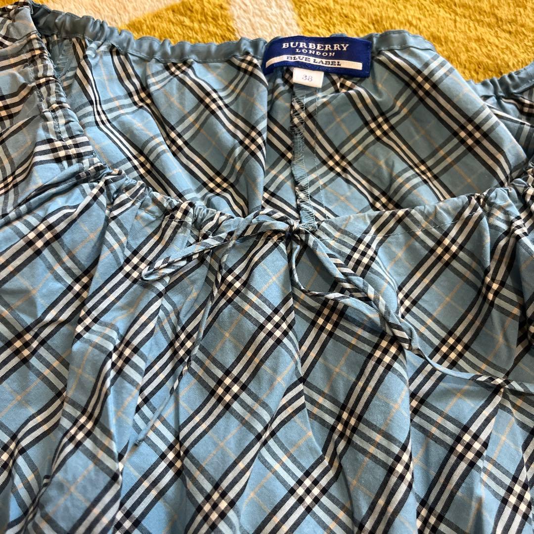 BURBERRY BLUE LABEL 38 水色 バーバリーチェック シャツ - メルカリ