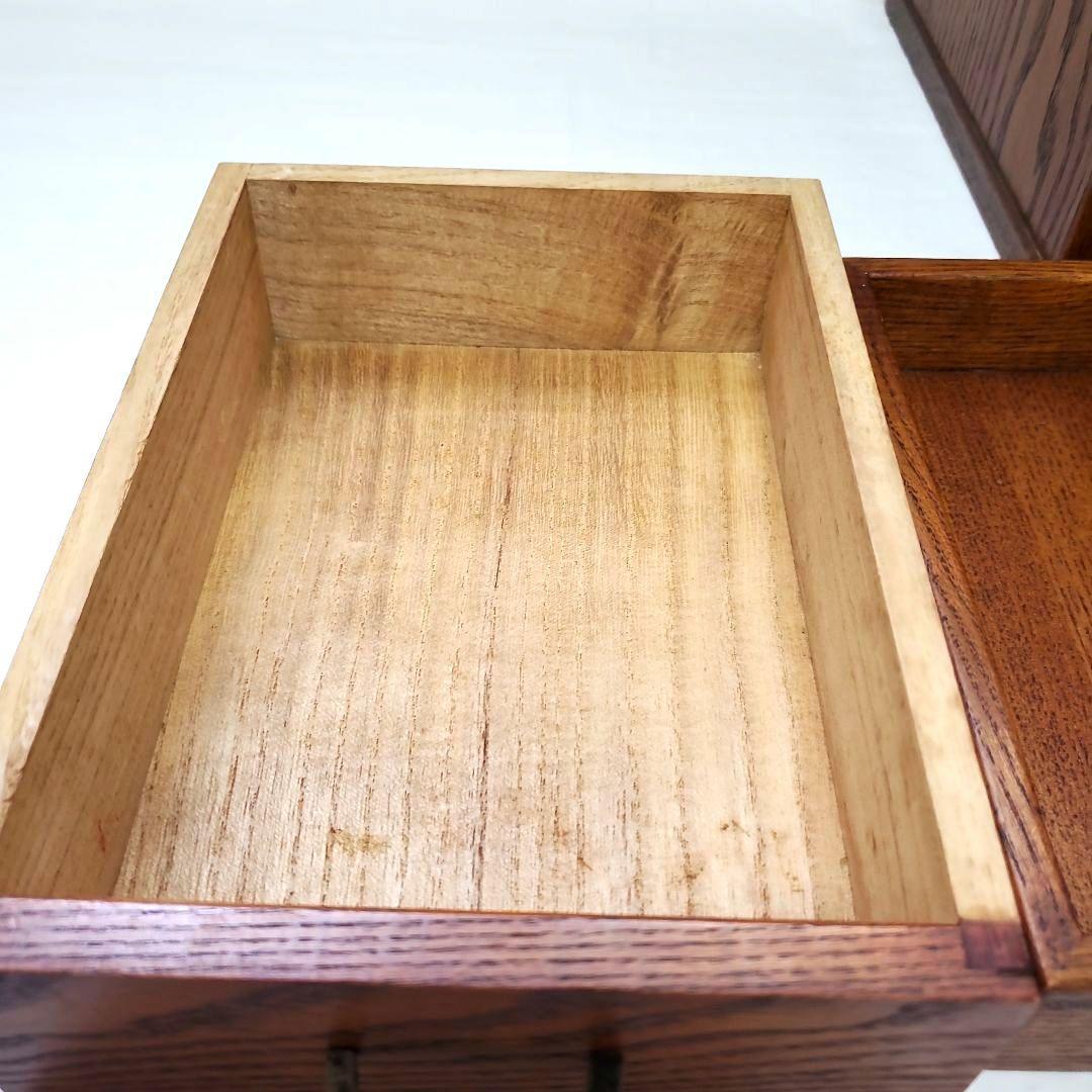 高級木工】江戸指物 箱鏡台 キハダ材 桑材 網代編み模様 昭和レトロ