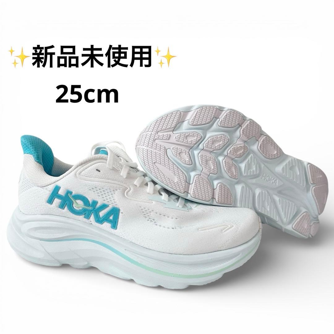 美品】HOKA クリフトン10 ホワイト 25cm 厚底軽量 人気モデル - メルカリ