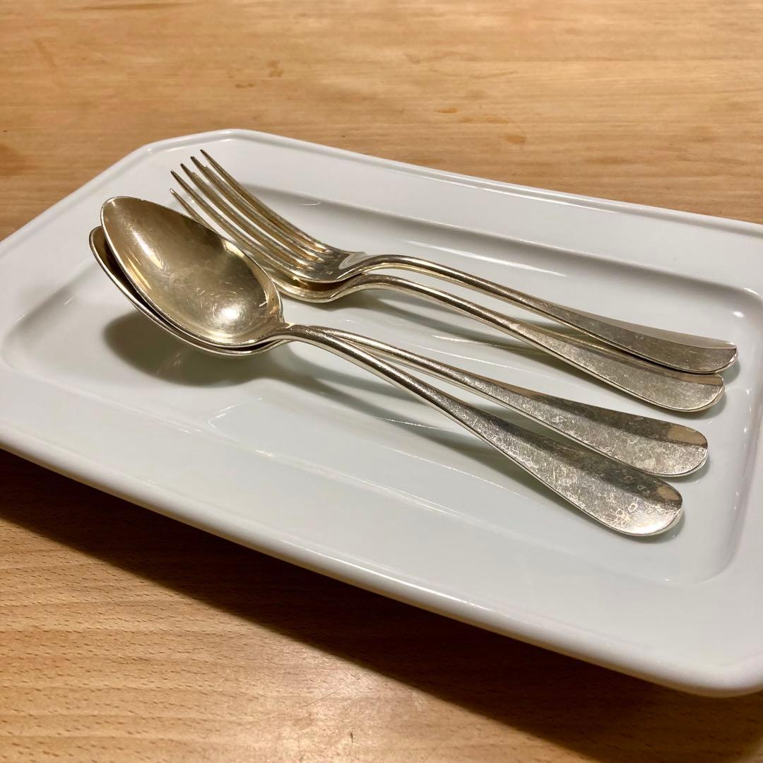 クリストフル Uniplat 純銀フォーク スプーン4本セット 21cm