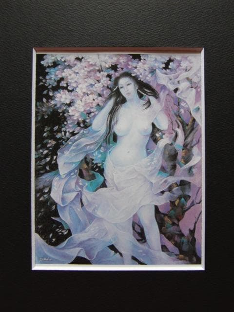 吉田博子、【春の音】、希少な額装用画集より、美品、新品額装付、インテリア