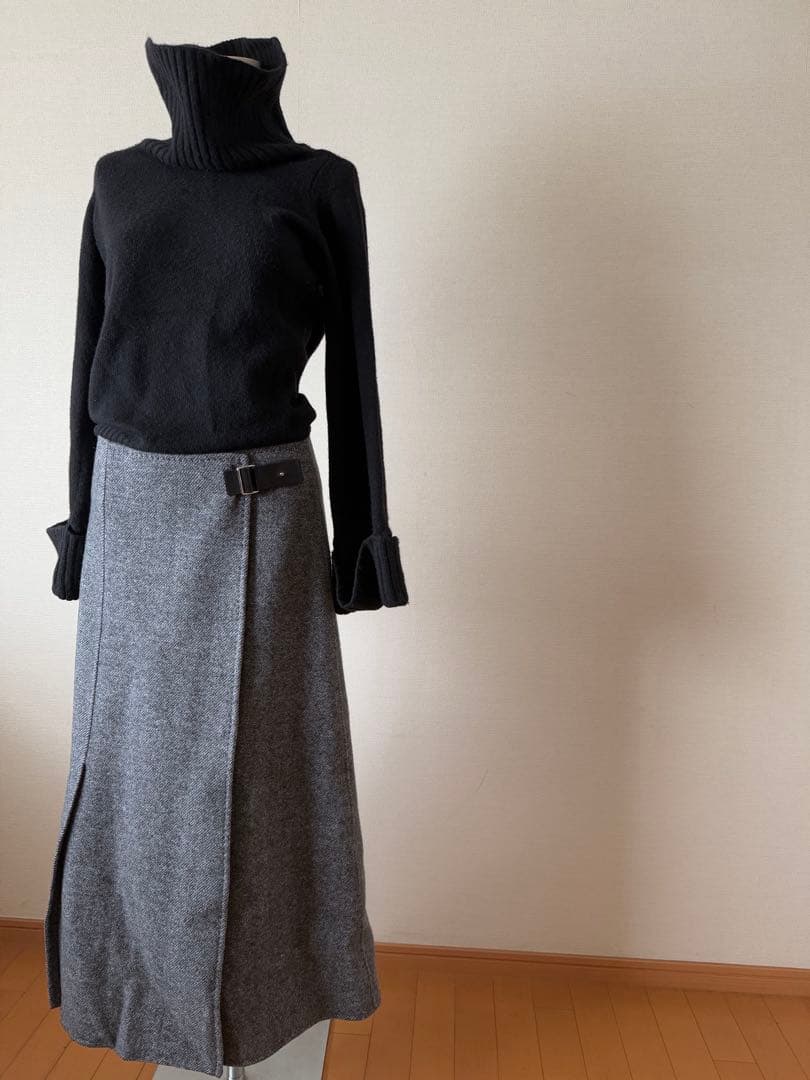 ebure エブール ウールツイルリバーラップスカート 21AW美品グレー
