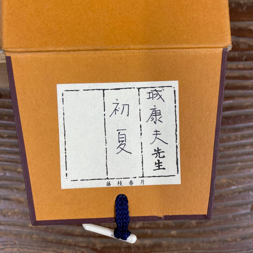 美品 掛け軸 城康夫作「初夏」さくらんぼ図 共箱 太巻き付 美術年鑑