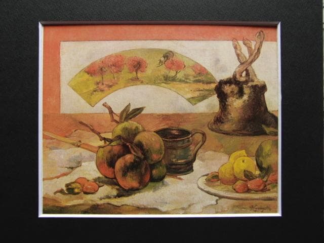 ゴーギャン、【扇のある静物】、希少な画集画、新品高級額 額装付、状態良好