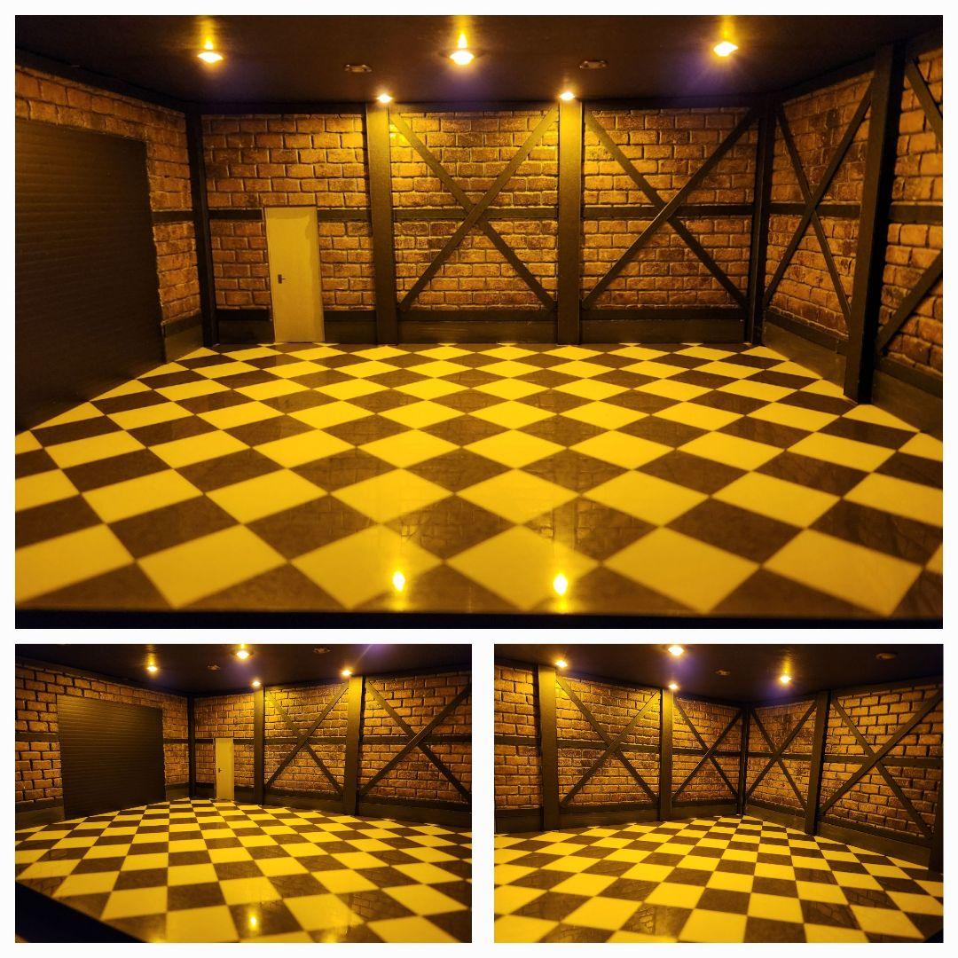 1/24 2色LED照明 ミニカー ガレージ ジオラマ ショーケース 完成品