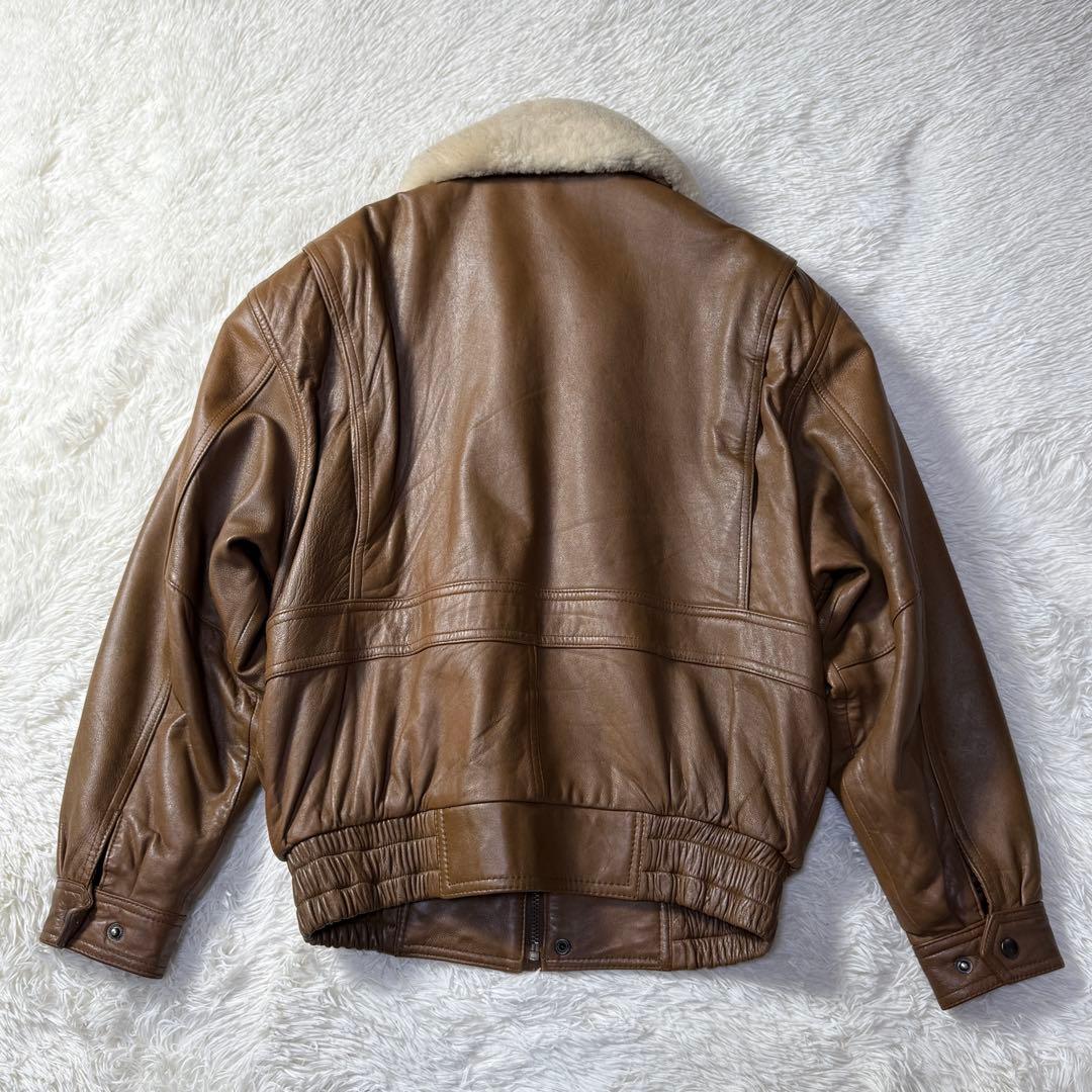 90s】G-1 フライトレザージャケット M リアルムートン襟ボア 短丈