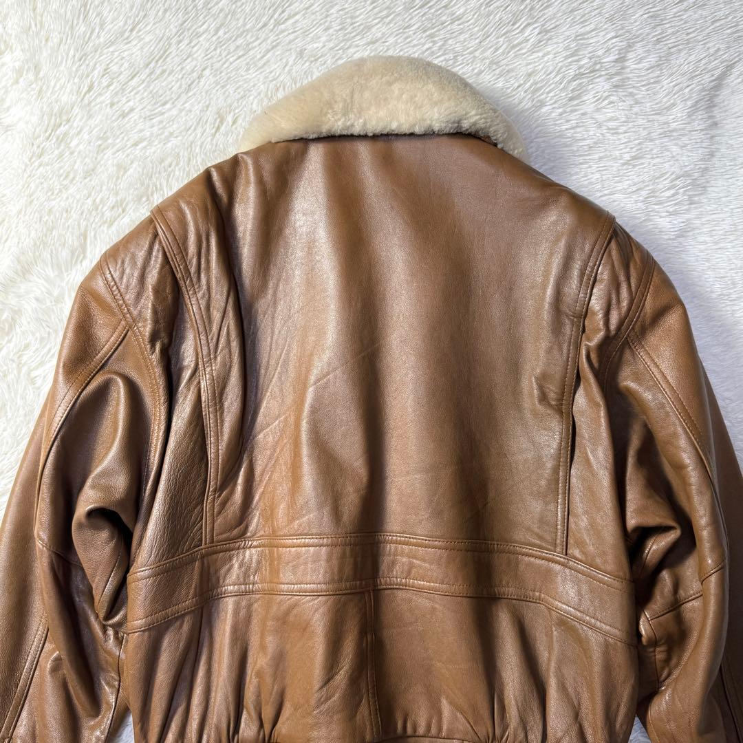 90s】G-1 フライトレザージャケット M リアルムートン襟ボア 短丈