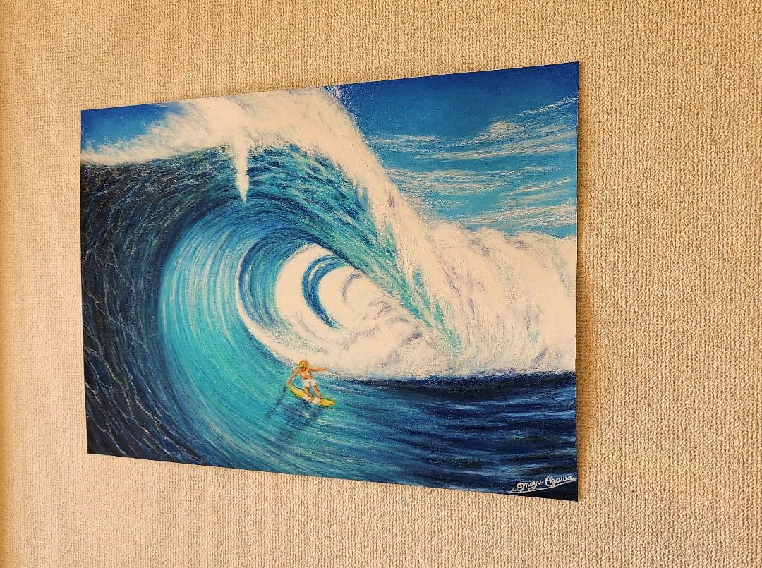 海の絵 風景画 サーフィン パステル画 絵画 アート 海 サーフィンの絵