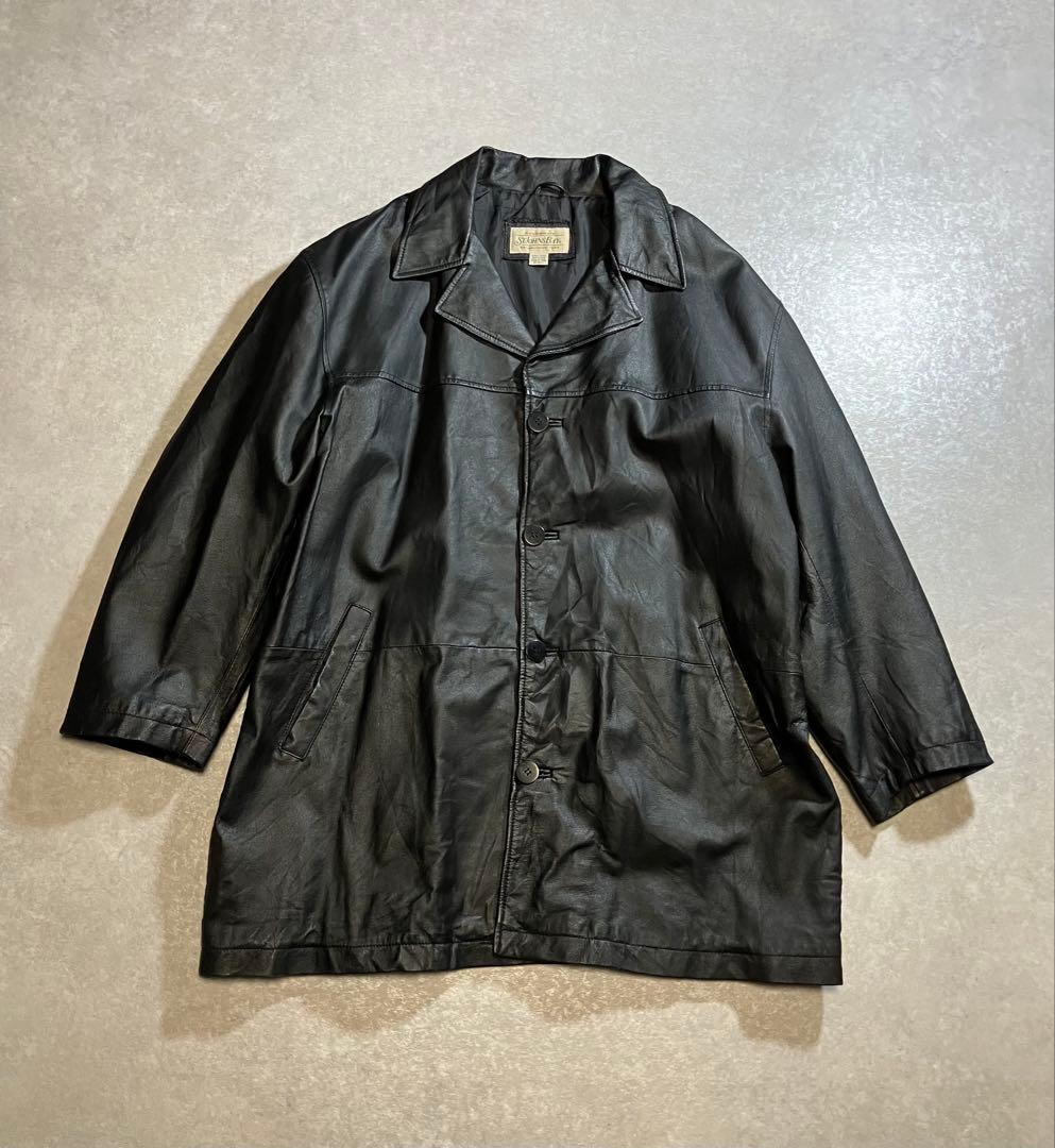 90s セントジョンズベイ ブラック レザージャケット カーコート ヴィンテージ