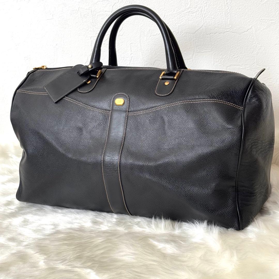 ダンヒル ボストンバッグ レザー 黒 ブラック 大容量 旅行 ゴルフ ビジネス