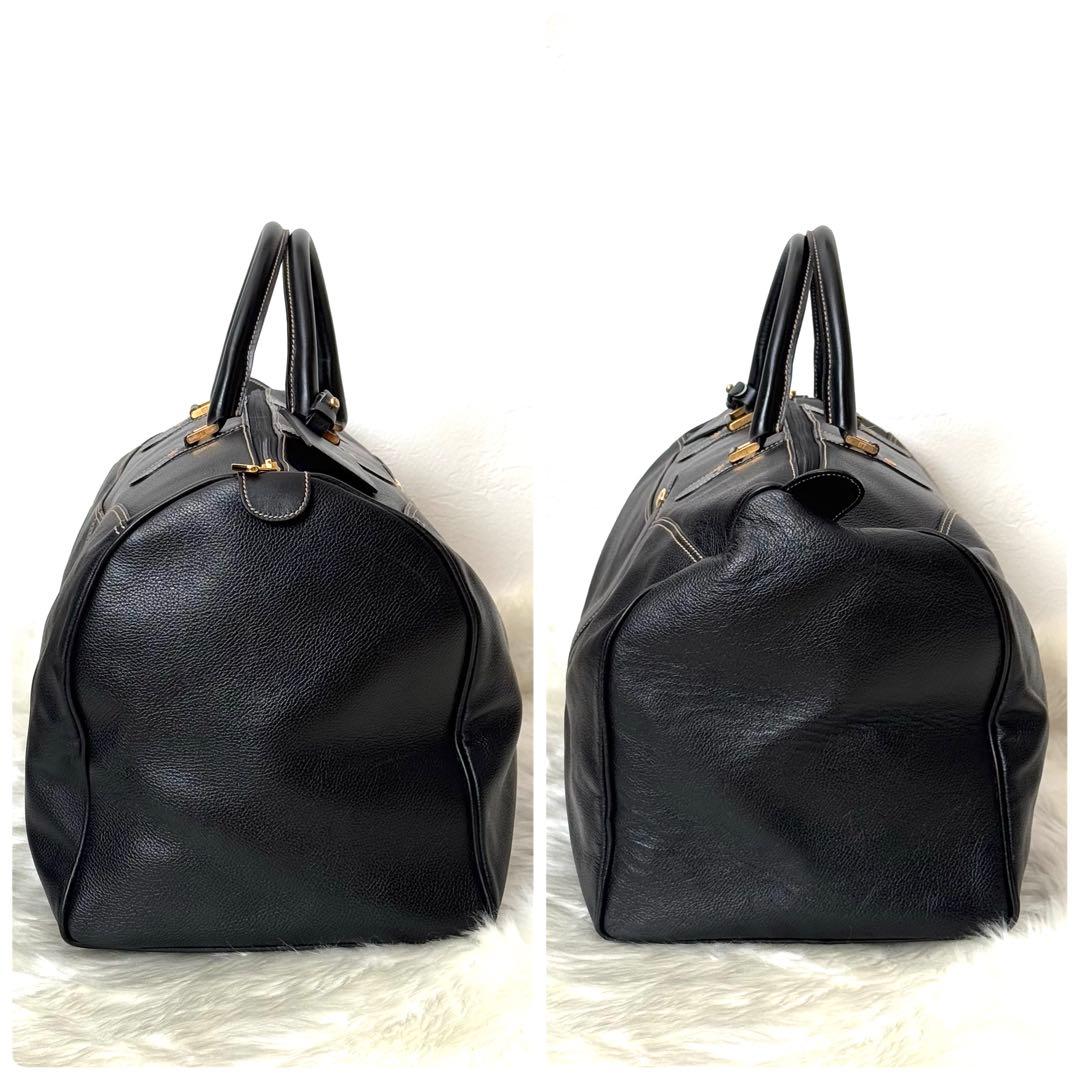 ダンヒル ボストンバッグ レザー 黒 ブラック 大容量 旅行 ゴルフ ビジネス