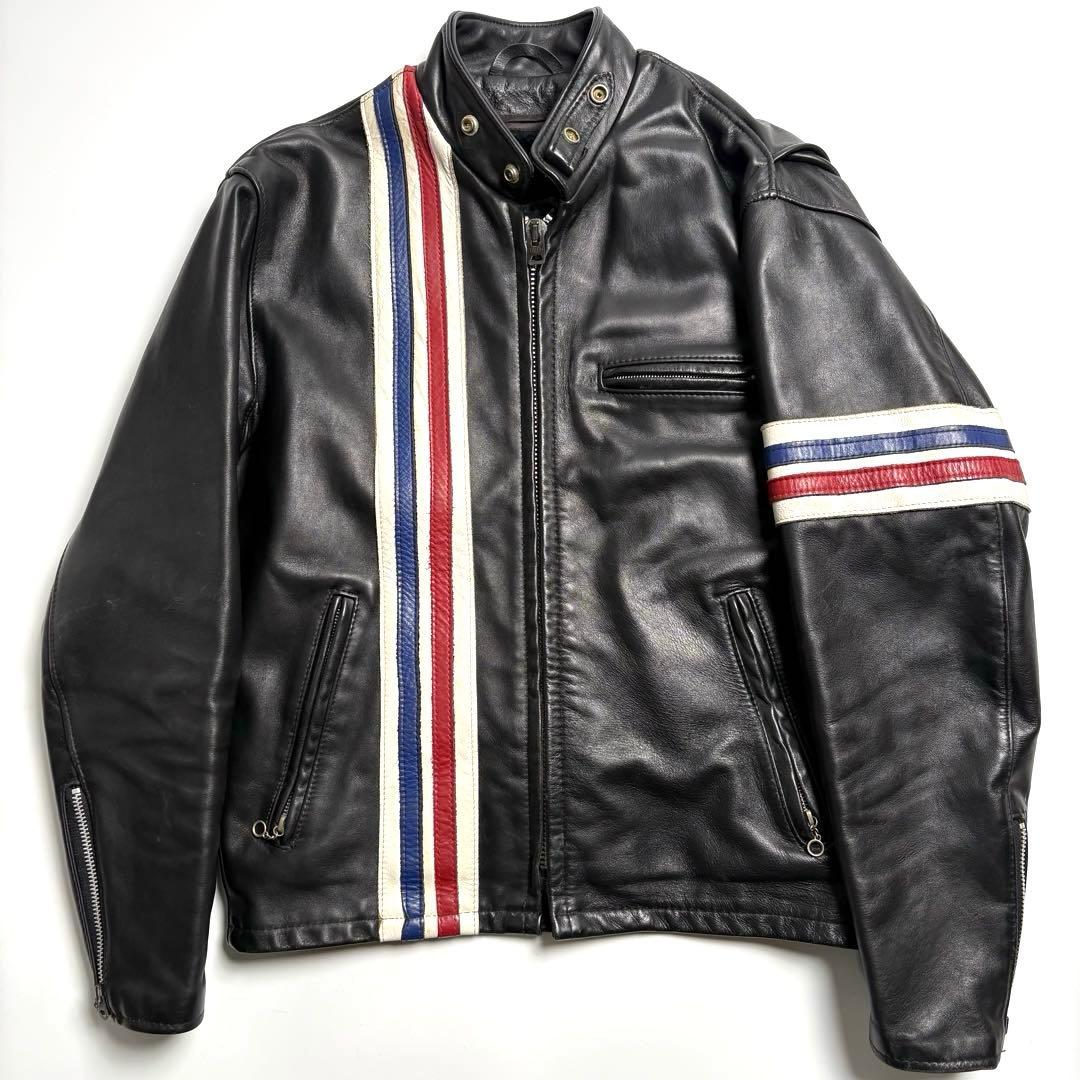 【米国製】Schott レザー ライダースジャケット 黒 40 馬革 671H 米国製】Schott レザー ライダースジャケット 黒 40 馬革 671H