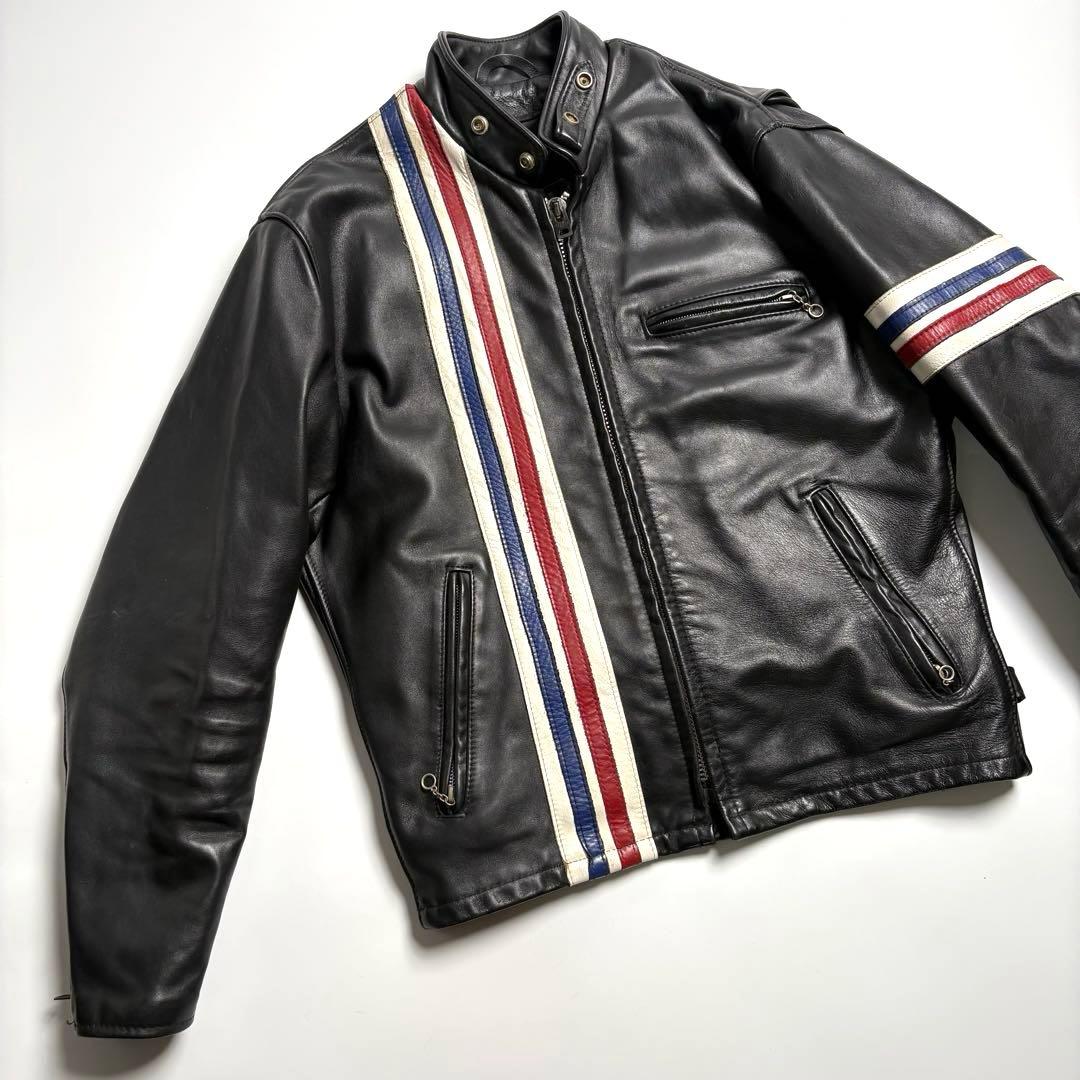 米国製】Schott レザー ライダースジャケット 黒 40 馬革 671H