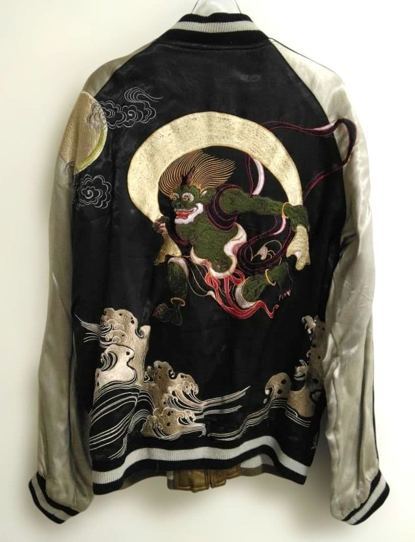 SATORI スカジャン 風神 雷神 刺繍 リバーシブル M 漢字