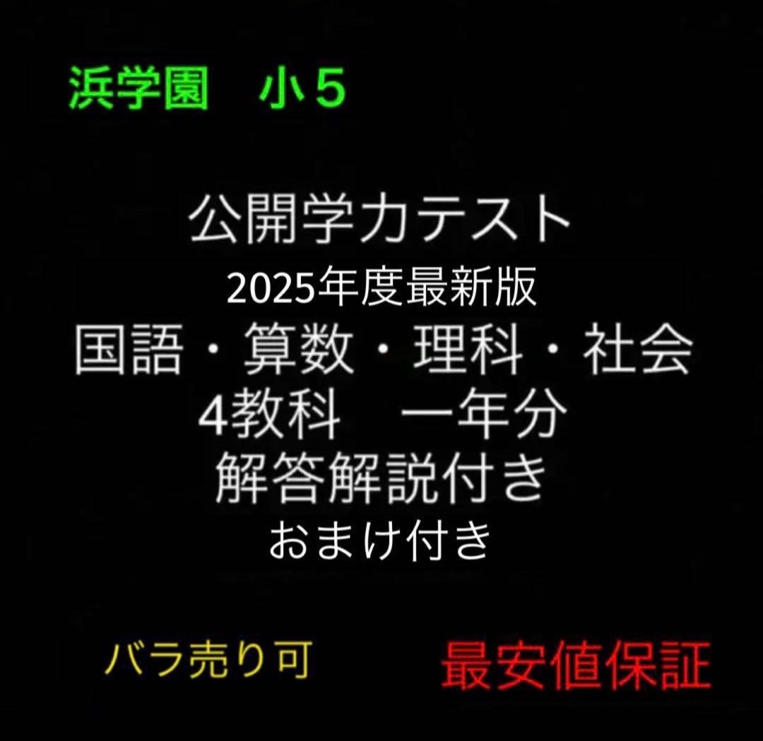 浜学園　小5　公開テスト　国算理社　4教科　解答解説付き　2025年度　最新版