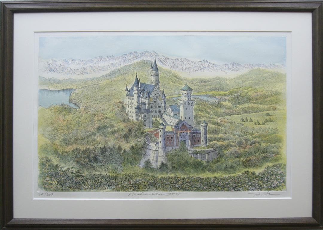 絵画 織田義郎 手彩色エッチング ノイシュバンシュタイン城 - メルカリ