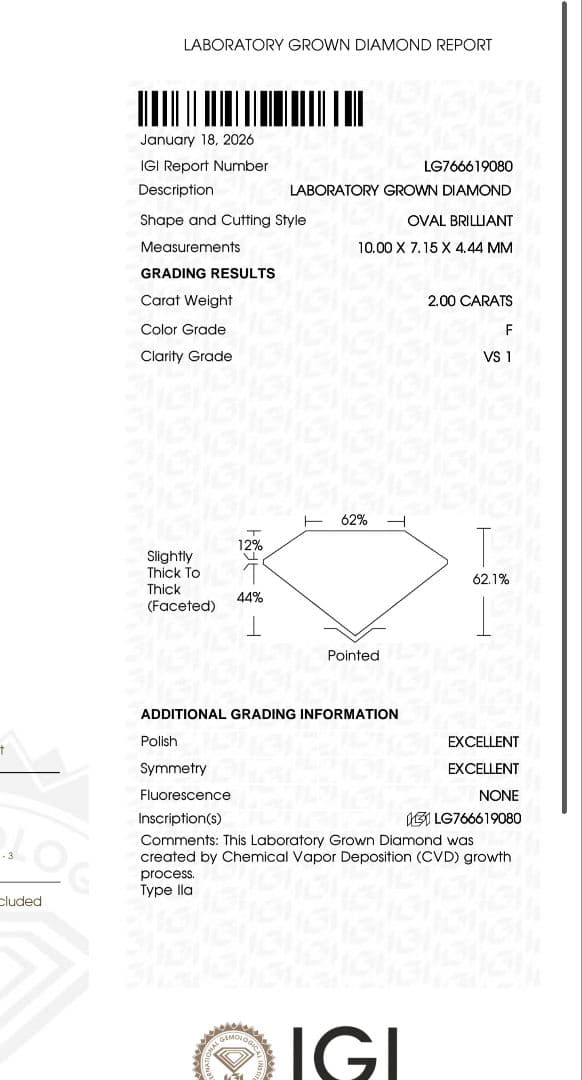 2.00ct F-VS1オーバルラボグロウンダイヤモンド