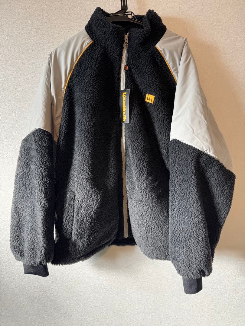 ラウドマウスゴルフ メンズ ボア×タフタ配色ジップブルゾン チャコールグレー