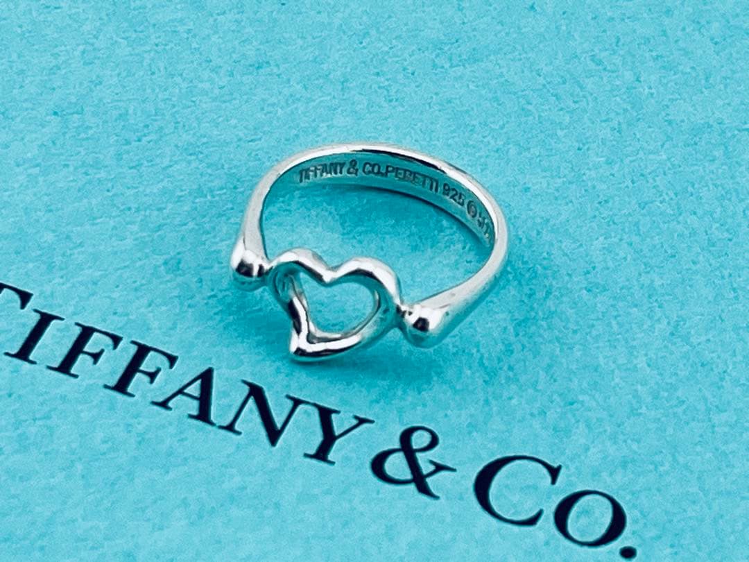 h922 美品　ティファニー　オープンハート　リング　シルバー925 約7.5号 TIFFANY&Co.（ティファニー） シルバー オープンハート リング 7.0g