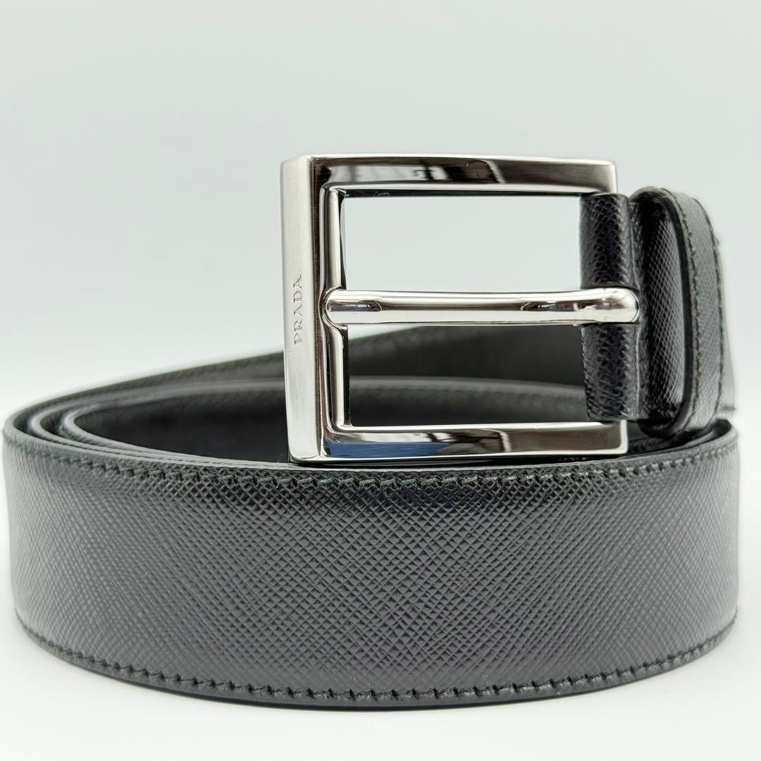✨美品✨PRADA ベルト 本革 シルバー金具 純正革 メンズ 紳士 ビジネス