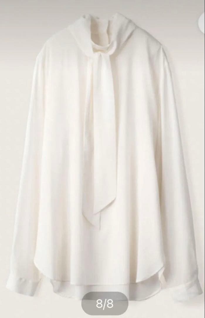 美品＊ソージュ soeju シルクストレッチ ボウタイ ブラウス 白