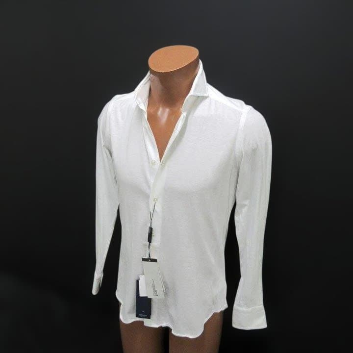 26400円の半額バグッタBAGUTTA新品タグ付ワイドカラードレスシャツ白