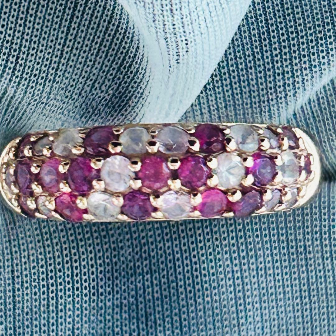 ピンクトルマリン　モルガナイト　パヴェ　リング　指輪