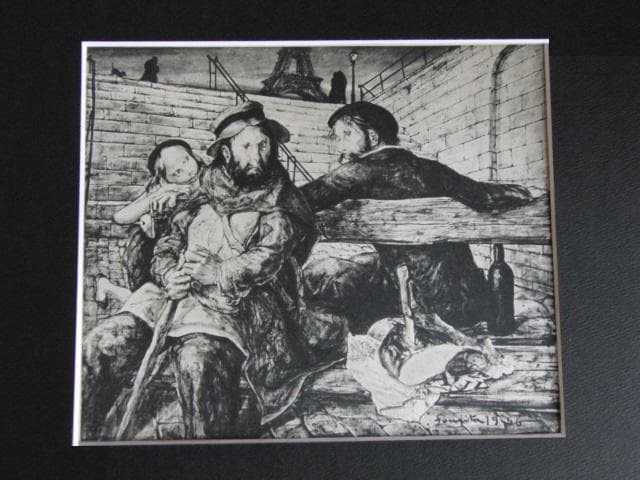 藤田嗣治、【浮浪者】、希少な限定額装用画集画、新品高級額 額装付