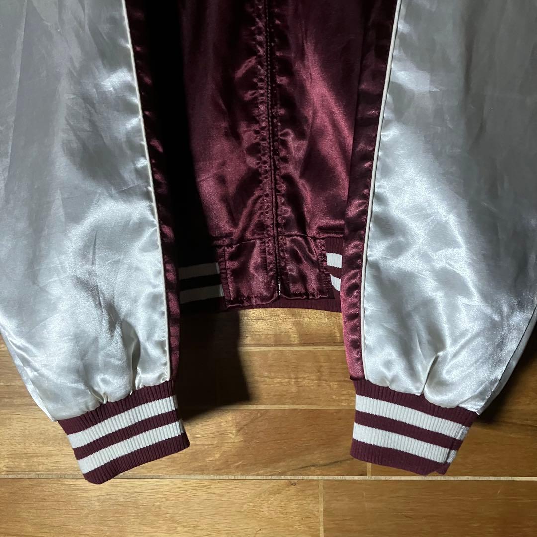 スカジャン ラグラン 朧 和柄 龍 ドラゴン 桜 月 バイカラー 刺繍