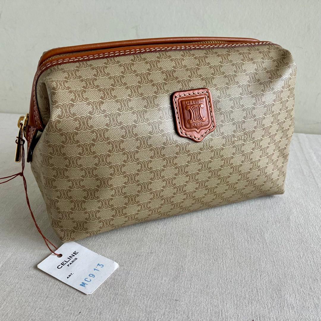 バッグ Celine Macadam Vanity Pouch Bag Brown