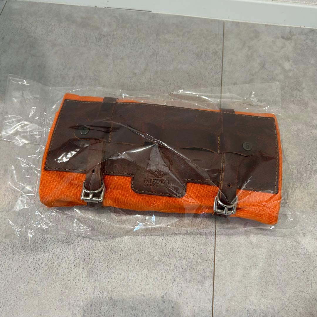 MIZUTANI ミズタニ シザー ロールケース レザー×キャンバス オレンジ