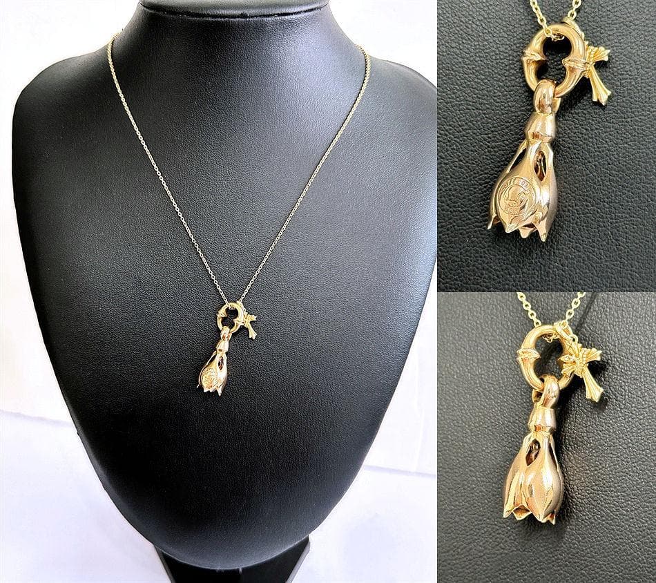 美品 ロンワンズ K18 ティアベル ペンダント S クロス ネックレス