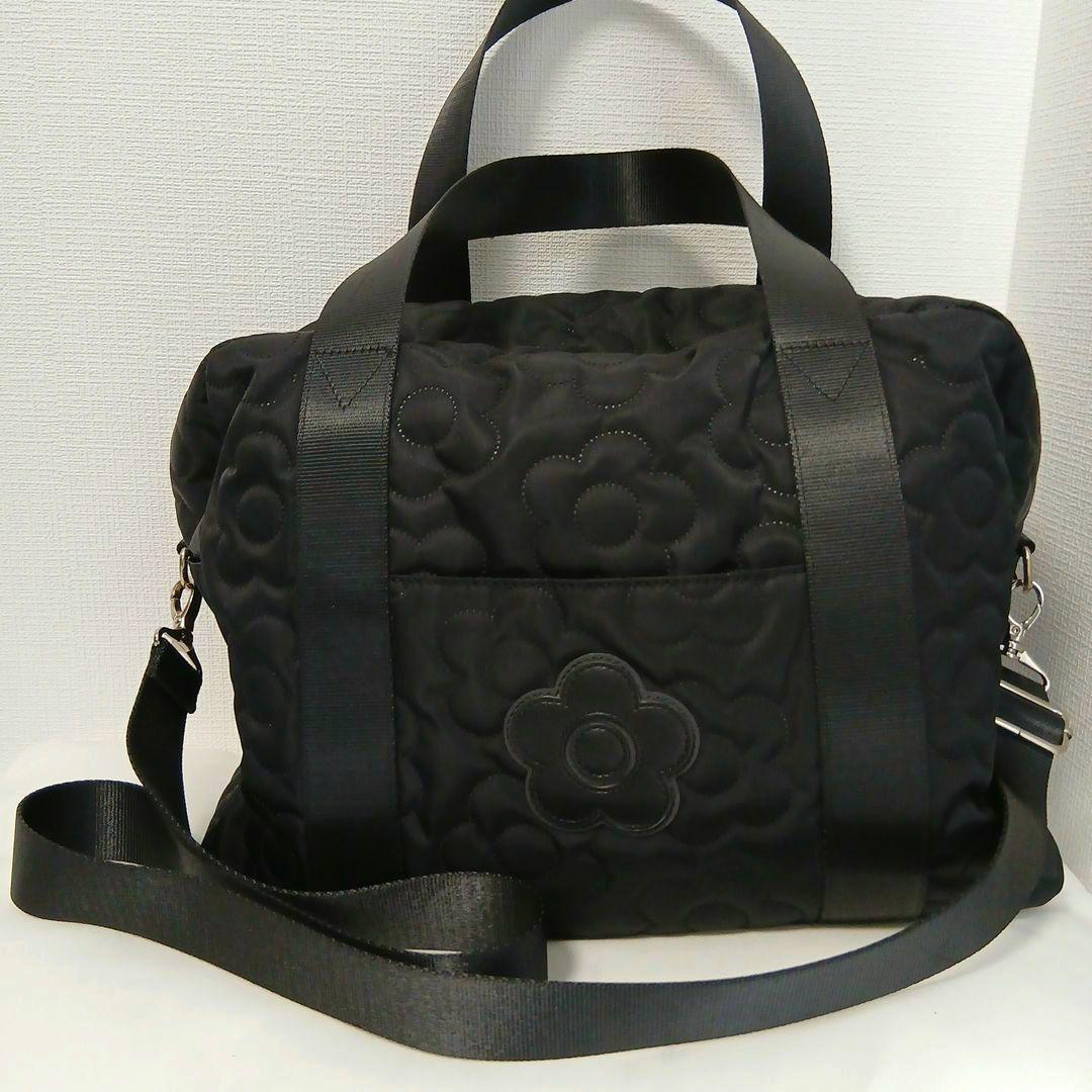 MARY QUANT 2way キルト ディジーボストンバッグ ブラック 大容量