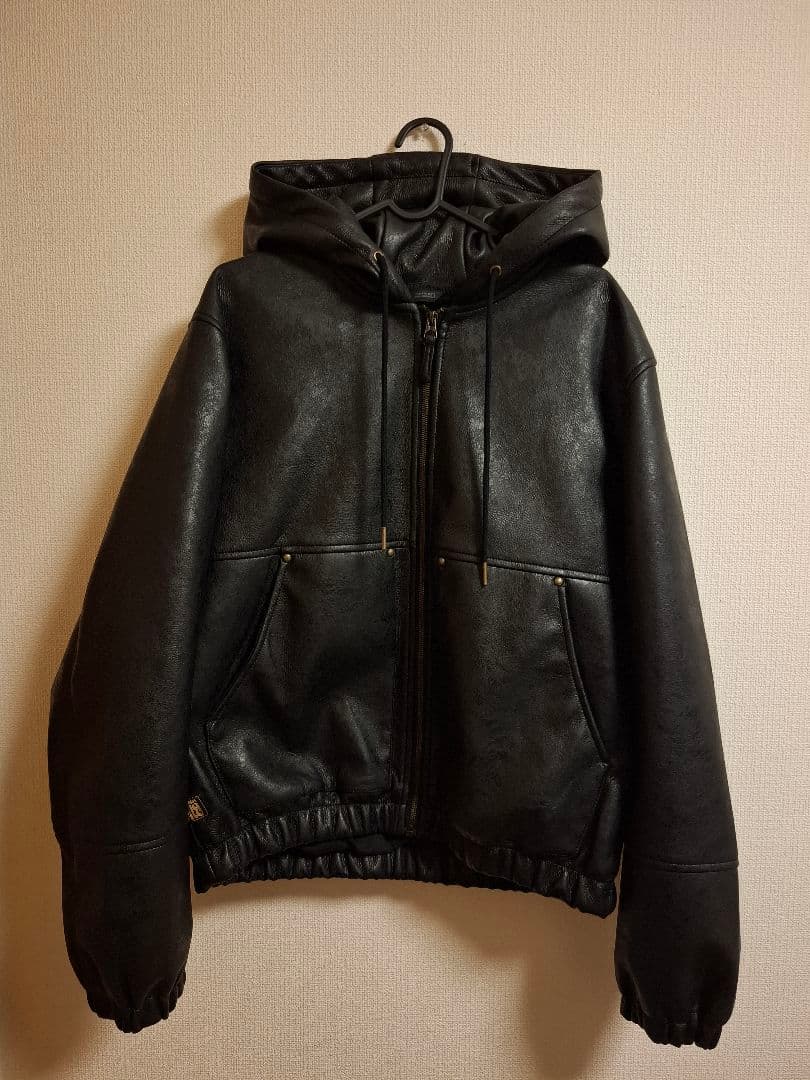 zara フェイクレザー　フーデッド　ジャケット