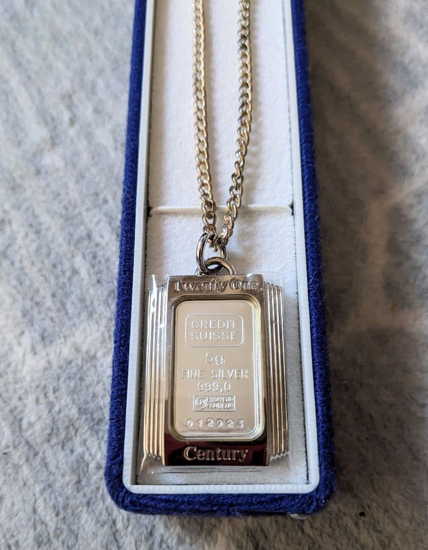 クレディ・スイスシルバーインゴット5g ペンダントネックレス　新品未使用