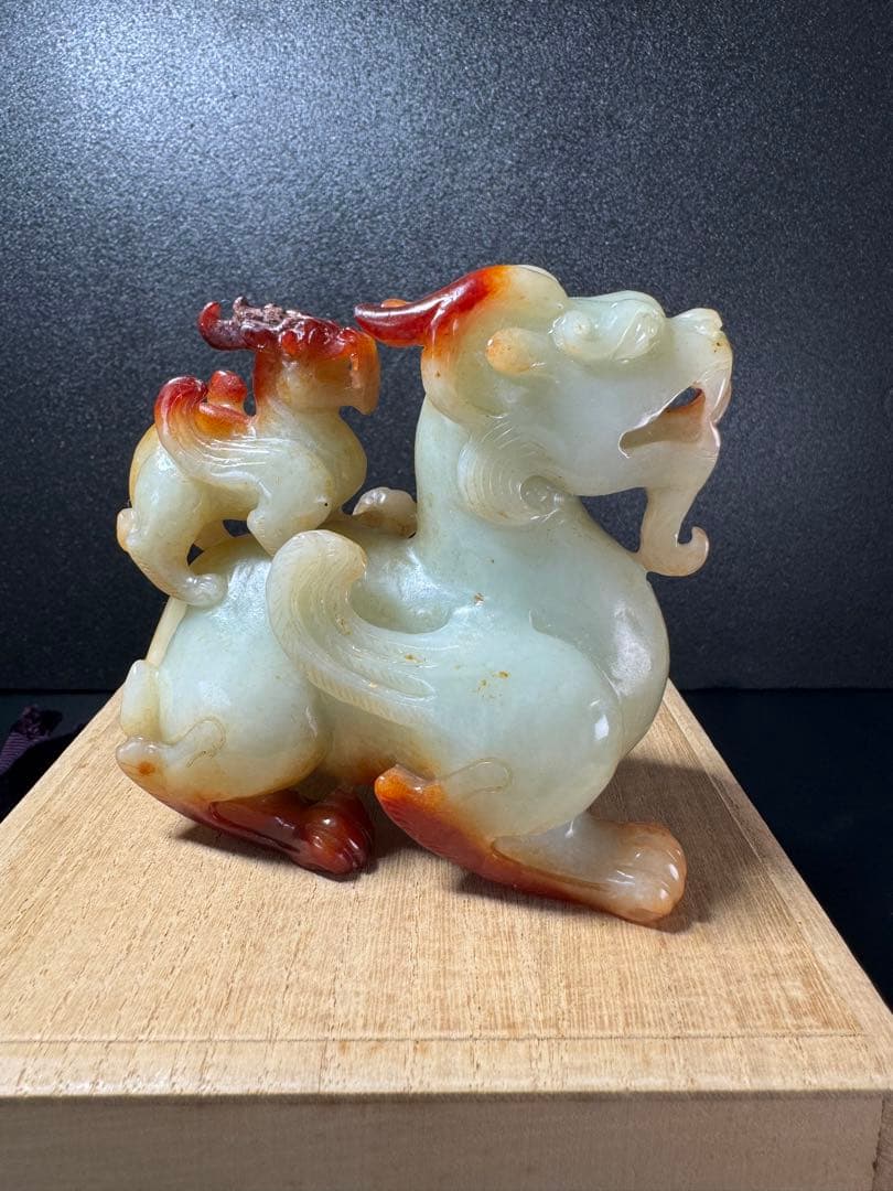 貴重】 戦国時代 和田玉 高古玉 286.5g置物 紋彫り件 旧家蔵出し箱付き