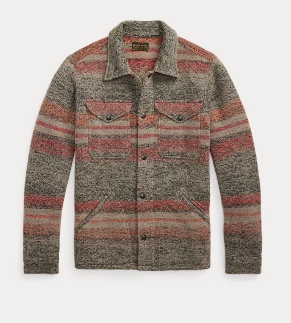 「新品タグ付き未使用」RRLストライプド ダブルニット ウールブレンド