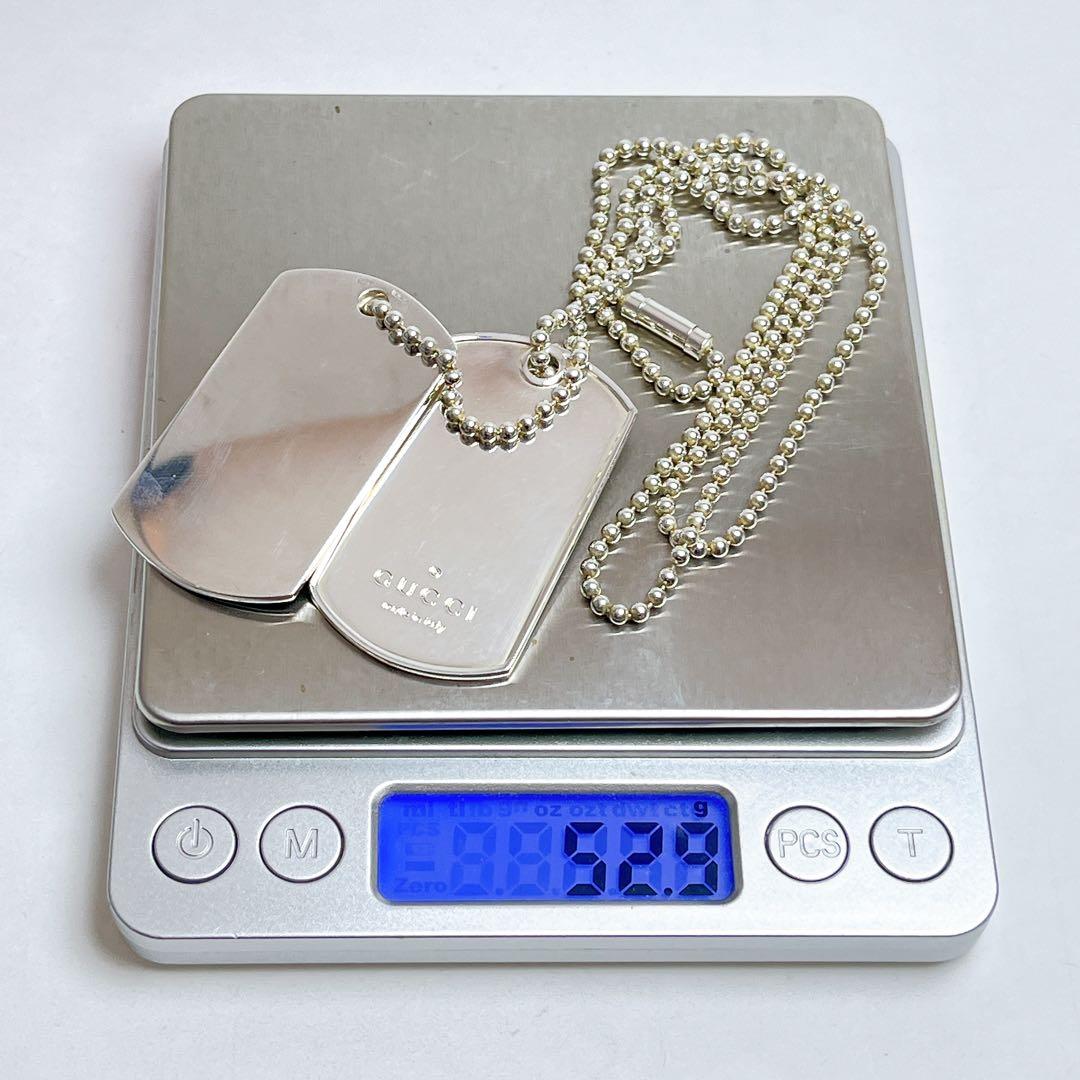 希少 グッチ ダブル ドッグタグ ネックレス 925 ロング ボールチェーン