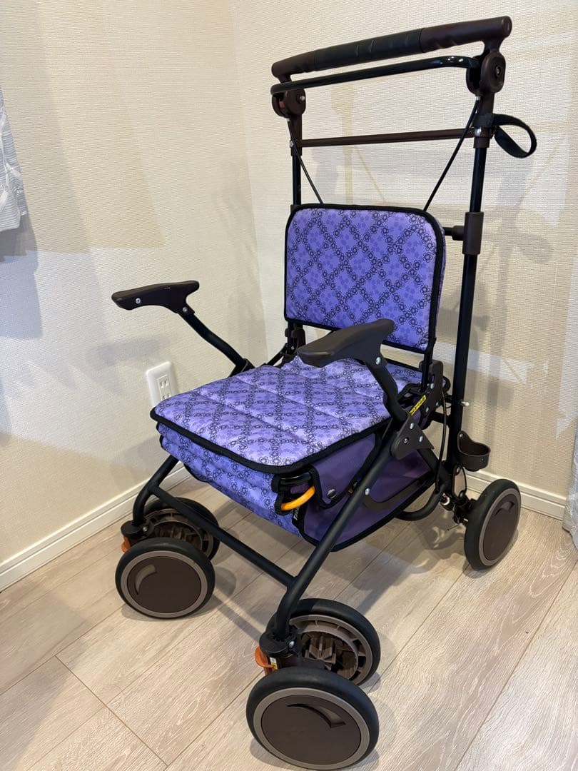 【美品】幸和製作所 SLT08 カゴノア L パープル シルバーカー　花柄