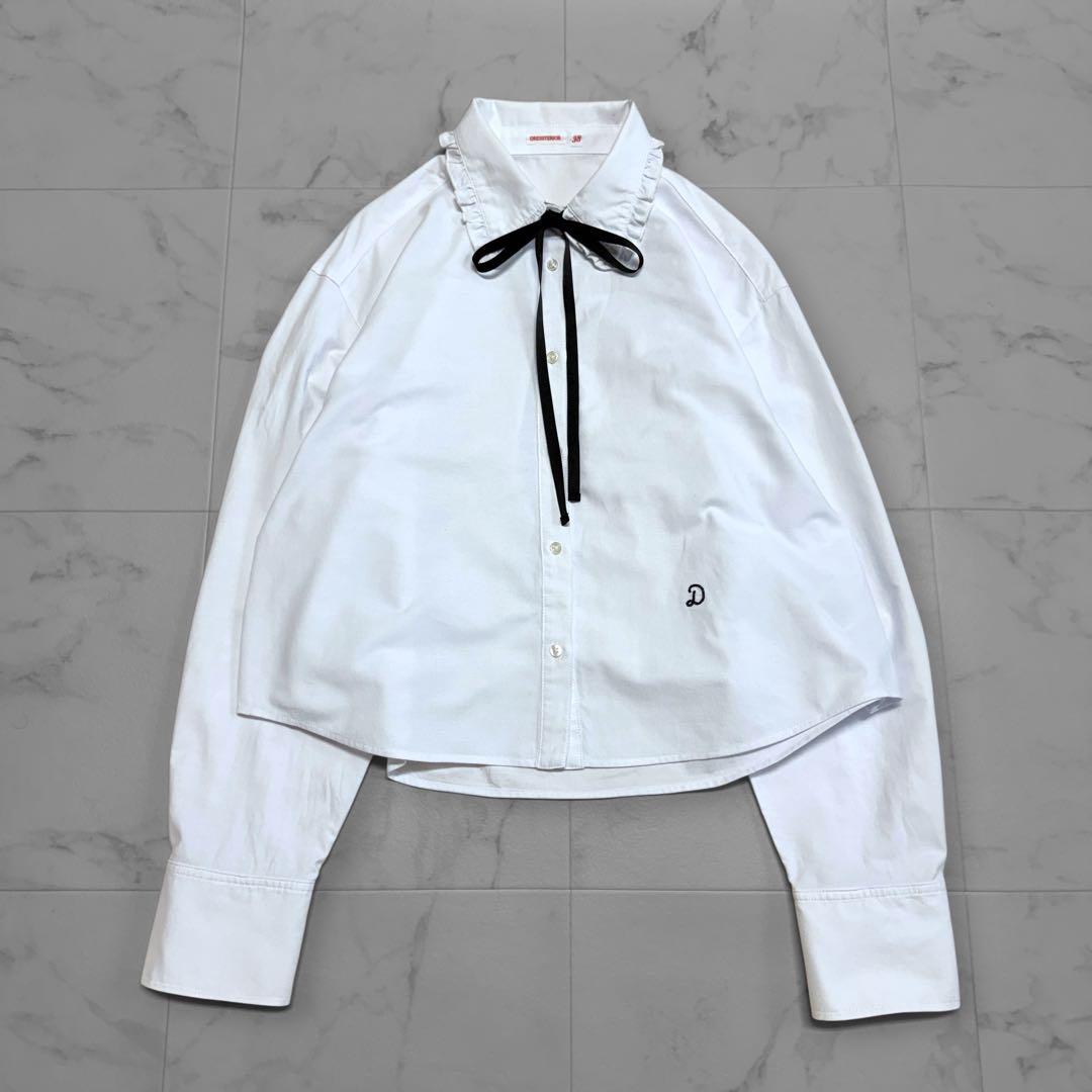 ドレステリア フリルカラー ボウタイ リボン オックスフォードシャツ ロゴ刺繍