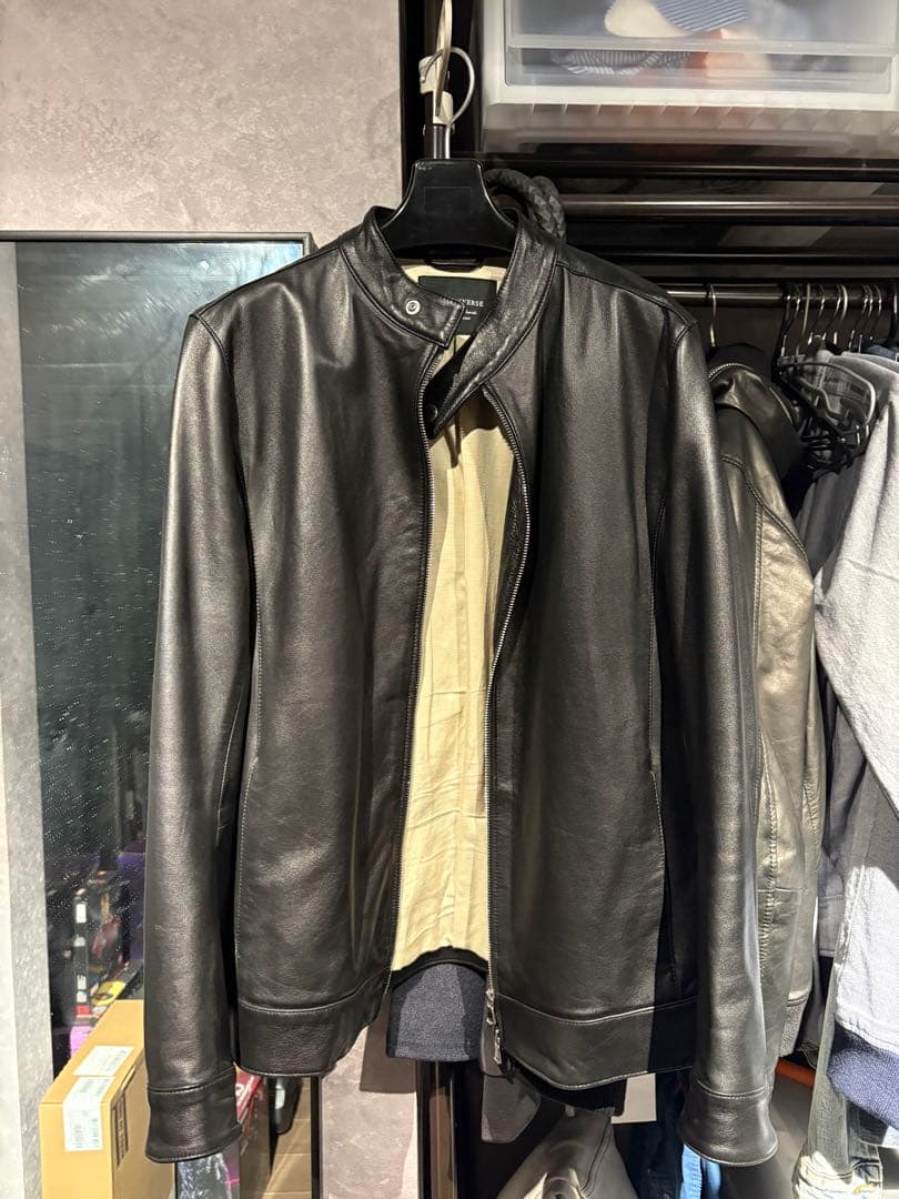 美品 ナノユニバース ラムレザー シングルライダース L NANO universe（ナノ・ユニバース） 革ジャン ライダース ラムナッパ